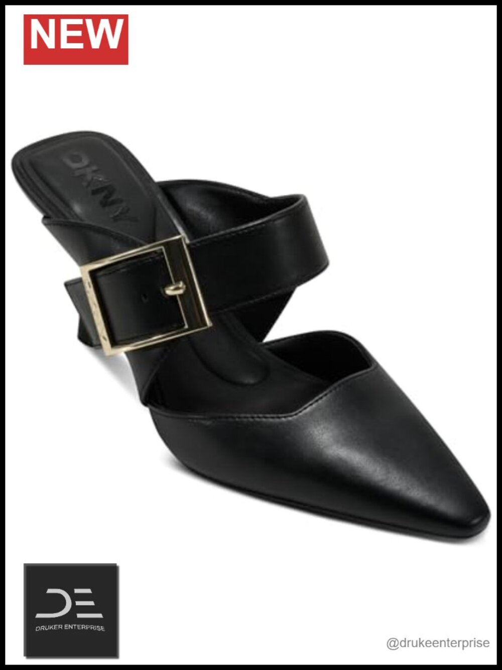 DKNY Nardin Heeled Mule Sandals Women's Leather Closed Toe Stiletto Heel